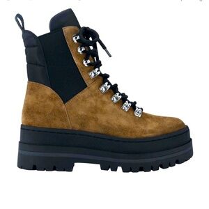 NWOB Mark Fisher Brown Lace Up Suede Platform Lug Sole Ankle combat Moto boots